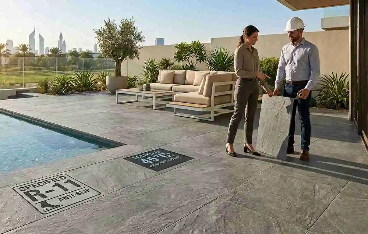 Outdoor porcelain tile installation UAE